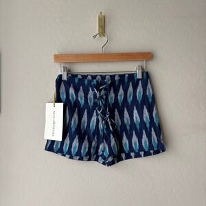 NWT Alix Of Bohemia Shorts Blue Ikat Print Lace Up‎ Cotton Shorts Size XS